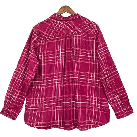 Eddie Bauer Button Front Shirt Women 2XL Pink Plaid Long Sleeves Pockets S56 - Picture 7 of 13